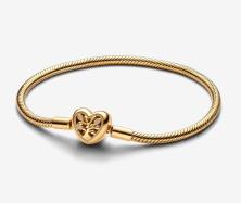  Family Tree Heart Clasp Snake Chain 14k gold plating 563516C01-20 bracelet