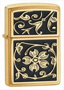 Zippo Gold Floral Flush Emblem 23053 lighter