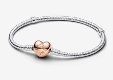  Pandora Moments Heart & Snake Chain 14k rose gold plating 580719-18 bracelet