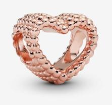  Pandora Beaded Open Heart Charm 14k rose gold plating 787516 beads