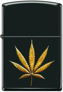  Zippo Gold Cannabis Leaf 8471 lighter