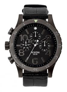  NIxon 48-20 Chrono Leather Black Gator A363 1886 watch