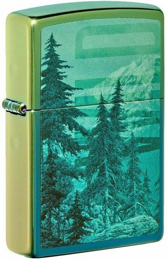  Zippo Mountain Design High Polish Teal 49461 lighter