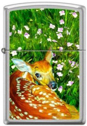  Zippo Fawn Deer Flower Bed 4366  lighter