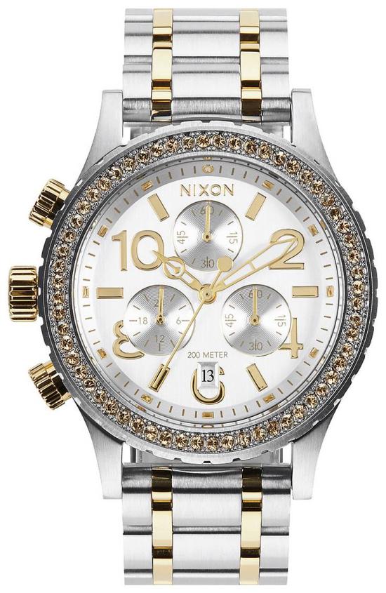  Nixon 38-20 Chrono Silver Gold A404 1921 watch