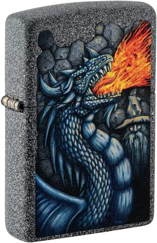  Zippo Fiery Dragon Design Iron Stone 49776 lighter
