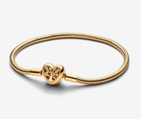  Family Tree Heart Clasp Snake Chain 14k gold plating 563516C01-19 bracelet