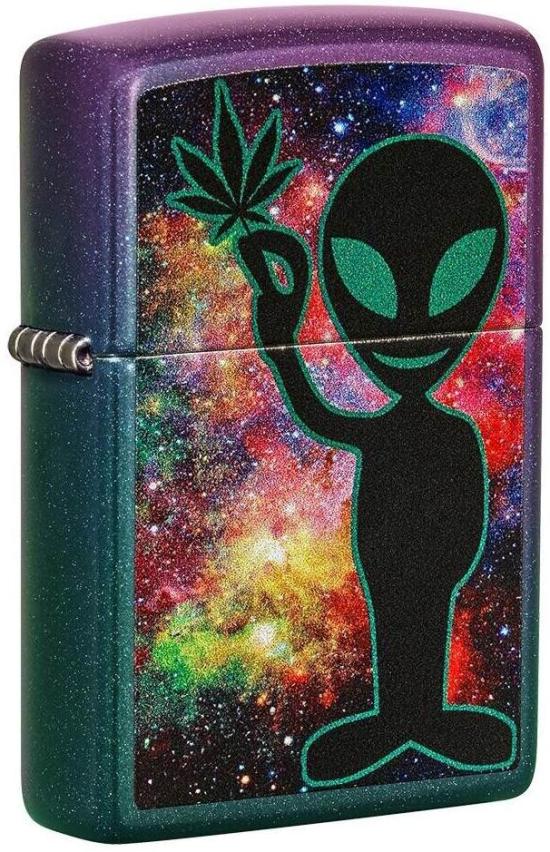  Zippo Alien Cannabis Leaf Iridescent Design 49441 lighter